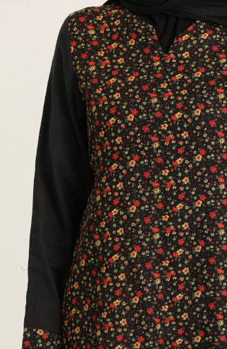 Şile Bezi Tülbentli Elbise 1010A-01 Siyah