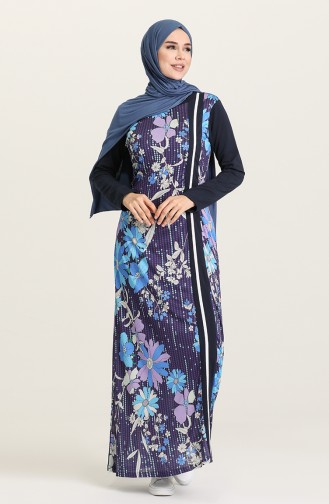 Dunkelblau Hijab Kleider 723-01