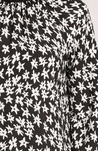 Kolu Ve Yakası Büzgülü Viskon Elbise 3296-01 Siyah