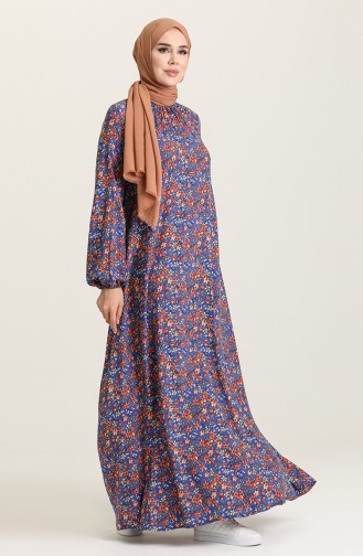 Navy Blue Hijab Dress 3296-02