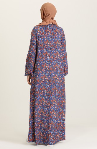 Navy Blue Hijab Dress 3296-02