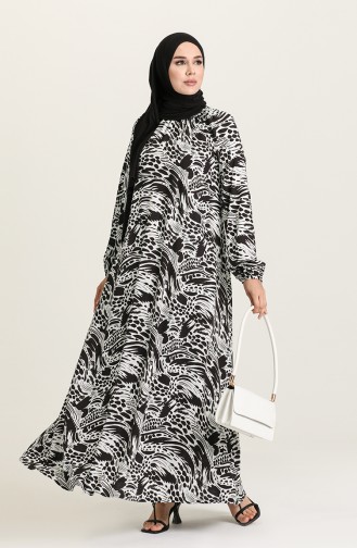 Schwarz Hijab Kleider 3296A-01