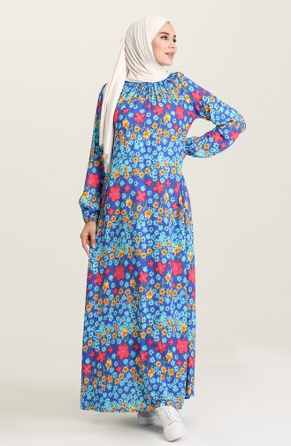 Saks-Blau Hijab Kleider 3297-02