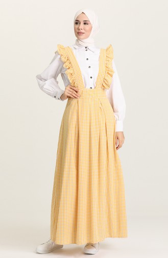 Pötikare Desenli Jile Elbise 1638D-01 Sarı