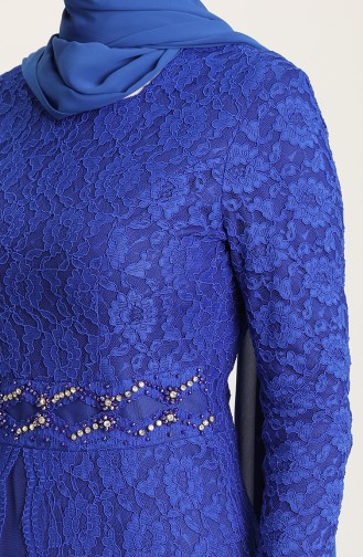 Saks-Blau Hijab-Abendkleider 5083-02