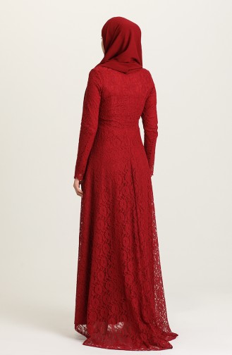 Claret Red Hijab Evening Dress 5083-04