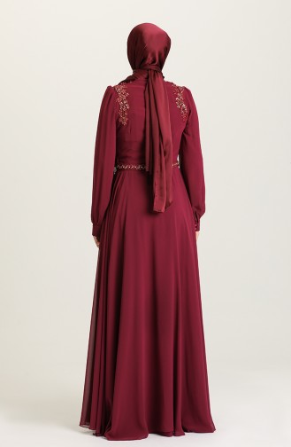 Plum Hijab Evening Dress 5090-05