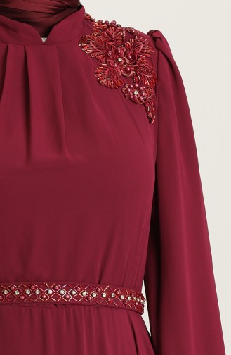 Plum Hijab Evening Dress 5090-05