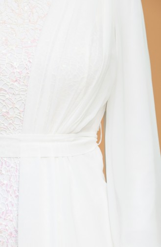 White Hijab Evening Dress 5516-01