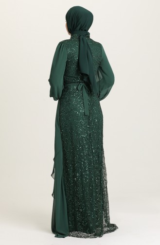 Emerald Green Hijab Evening Dress 5516-04