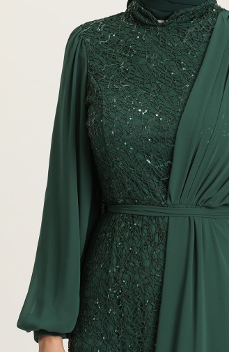 Emerald Green Hijab Evening Dress 5516-04