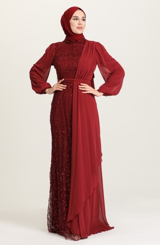 Claret red İslamitische Avondjurk 5516-05