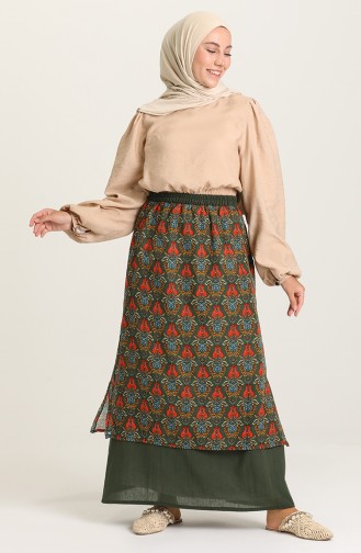 Khaki Skirt 2525A-02