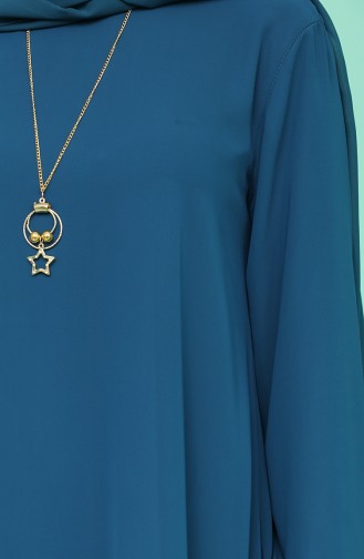 Kolyeli Şifon Tunik 5361-01 Petrol