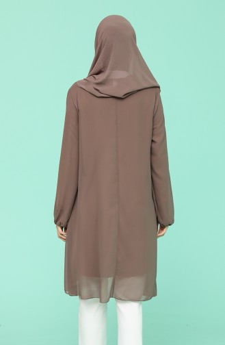 Kolyeli Şifon Tunik 5361-02 Koyu Vizon