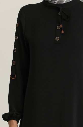 Düğme Detaylı Tunik Pantolon İkili Takım 5015-03 Siyah