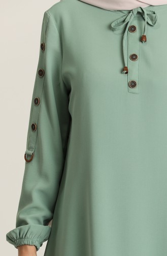 Düğme Detaylı Tunik Pantolon İkili Takım 5015-04 Mint Yeşili