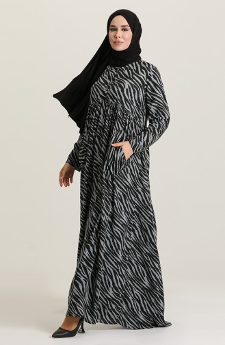 Schwarz Hijab Kleider 3291-01