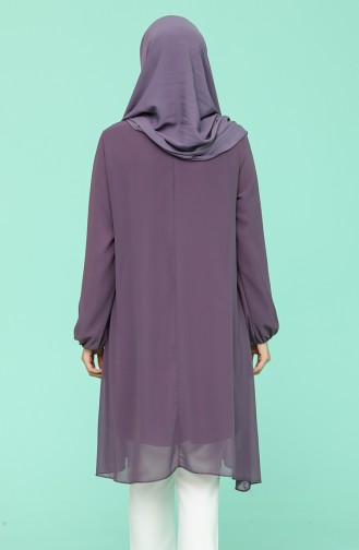 Kolyeli Şifon Tunik 5361-03 Mor