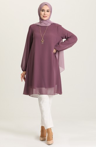 Kolyeli Şifon Tunik 5361-05 Lila