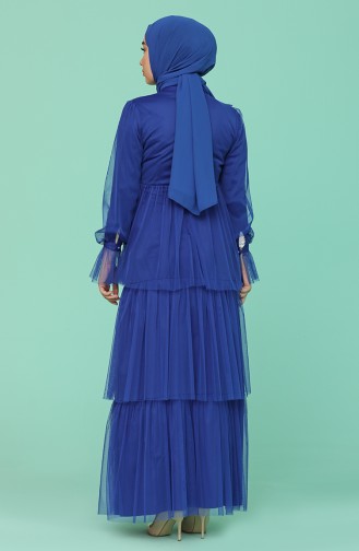 Saks-Blau Hijab-Abendkleider 6058-06