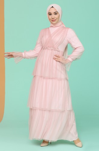 Rosa Hijab-Abendkleider 6058-07