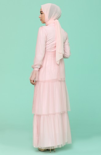 Pink Hijab Evening Dress 6058-07