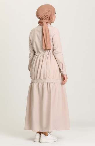 Beige Hijab Dress 3467-02