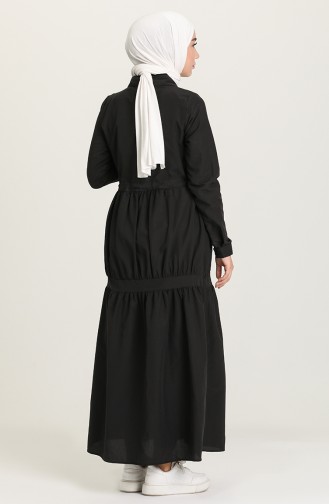 Schwarz Hijab Kleider 3467-04