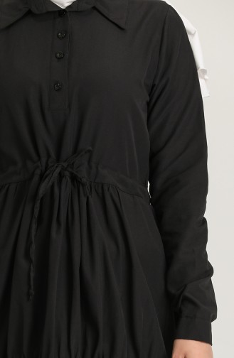 Beli Büzgülü Elbise 3467-04 Siyah
