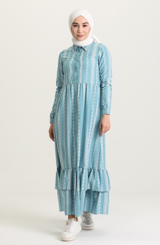 Green Almond Hijab Dress 5471-01
