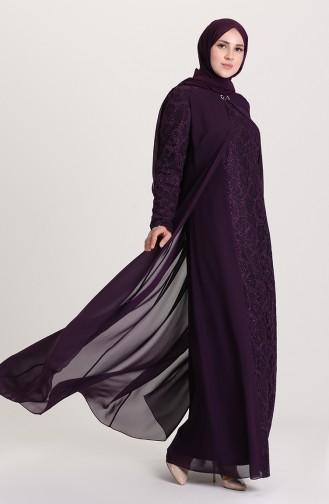Lila Hijab-Abendkleider 3002-02