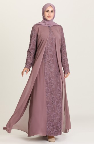 Dusty Rose Hijab Evening Dress 3002-03