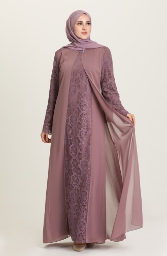 Beige-Rose Hijab-Abendkleider 3002-03