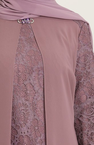 Beige-Rose Hijab-Abendkleider 3002-03