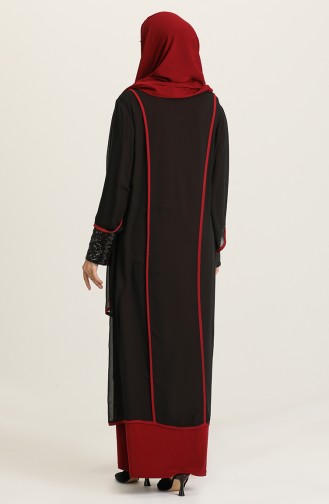Weinrot Hijab-Abendkleider 5086-04