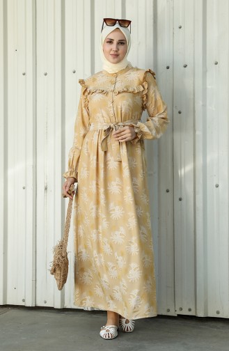 Mustard Hijab Dress 21Y8405-03