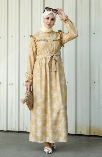 Mustard Hijab Dress 21Y8405-03