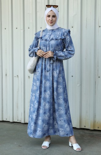 Navy Blue Hijab Dress 21Y8405-04