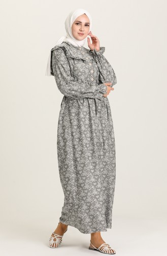 Grau Hijab Kleider 21Y8416-06