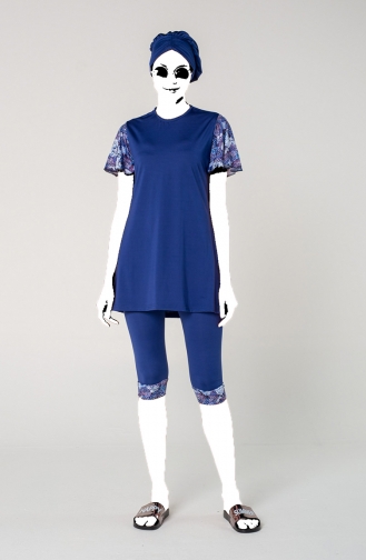 Saks-Blau Hijab Badeanzug 7401