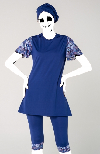 Saks-Blau Hijab Badeanzug 7401