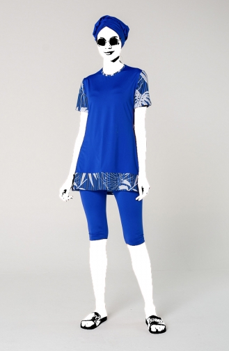 Saks-Blau Hijab Badeanzug 7421
