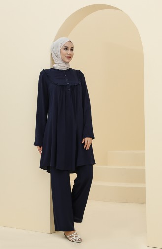 Robalı Tunik Pantolon İkili Takım 8344-03 Lacivert