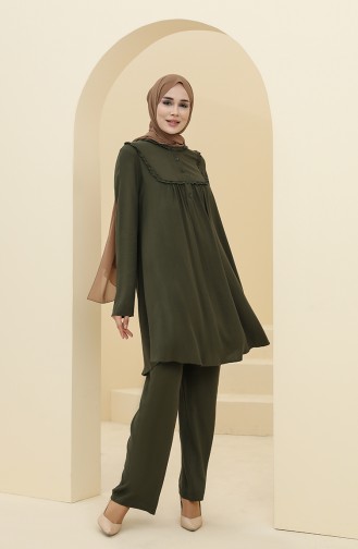 Robalı Tunik Pantolon İkili Takım 8344-07 Yeşil