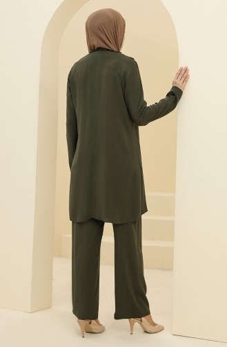 Robalı Tunik Pantolon İkili Takım 8344-07 Yeşil