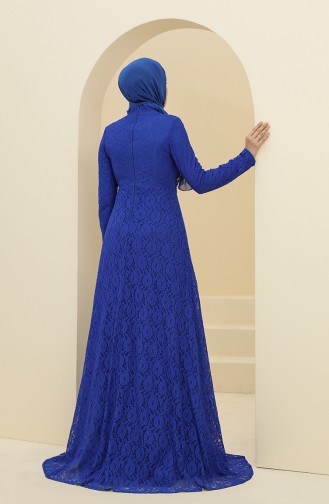 Saks-Blau Hijab-Abendkleider 5087-01