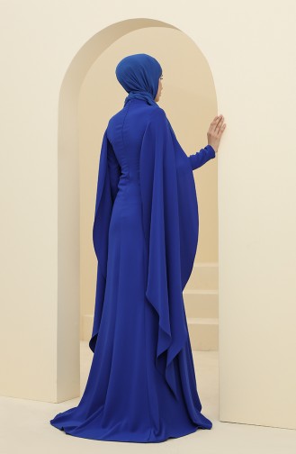 Saxe Hijab Evening Dress 6007-05