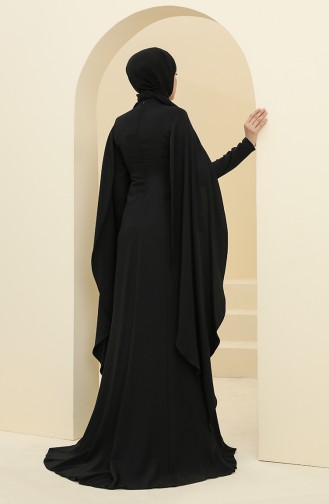 Black Hijab Evening Dress 6007-06