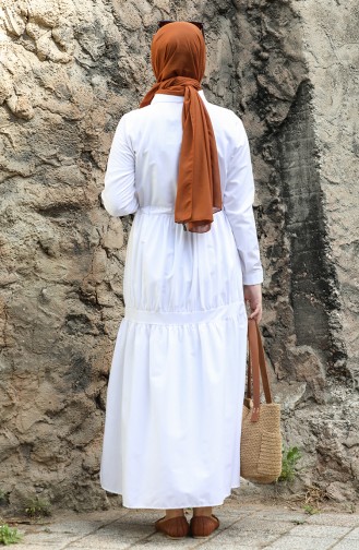 White Hijab Dress 3467-03